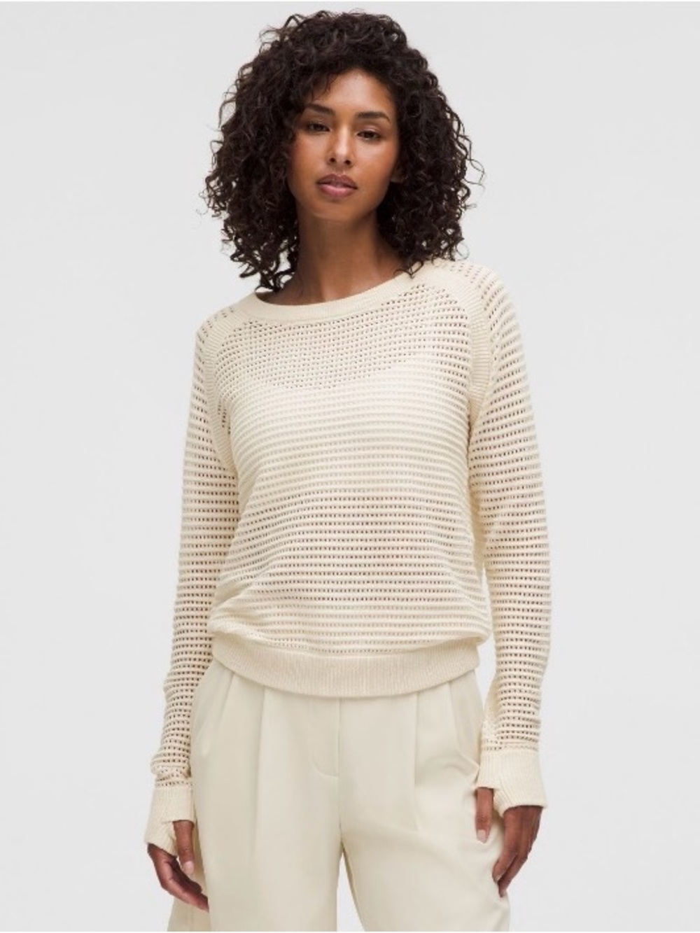 Lululemon Pointelle Knit Cotton Sweater – Size S